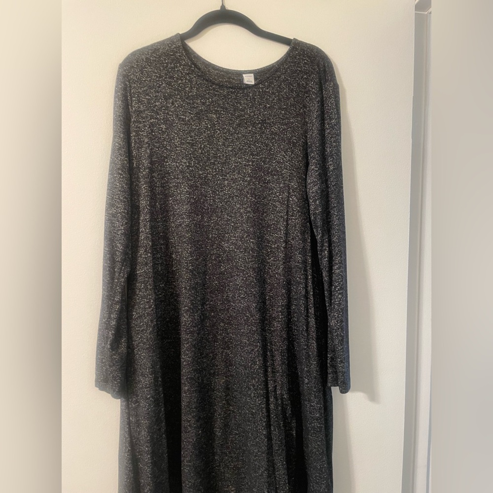 Old Navy Charcoal Gray Jersey Knit Long Sleeve Swing Dress
